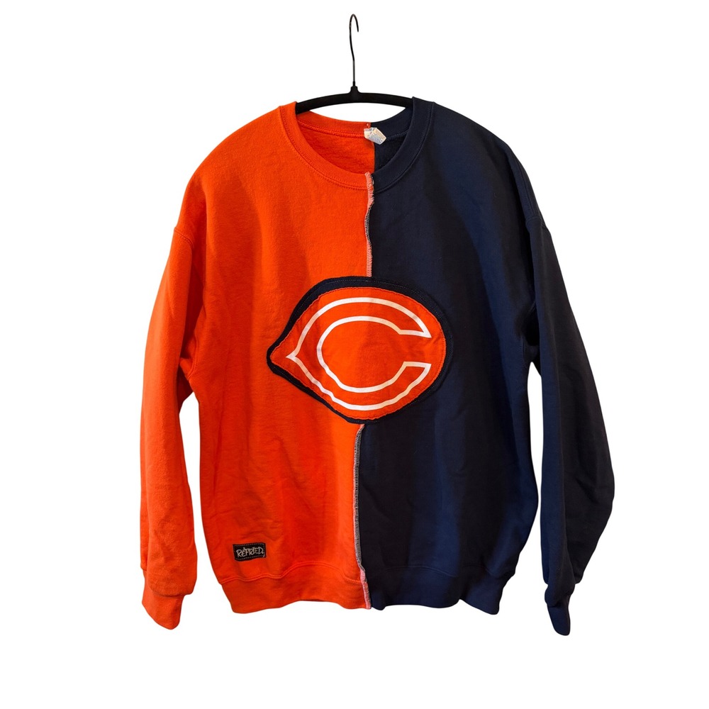 Refried Apparel‎ Chicago Bears Sweatshirt Mens Large Orange Navy Split Upcycled
